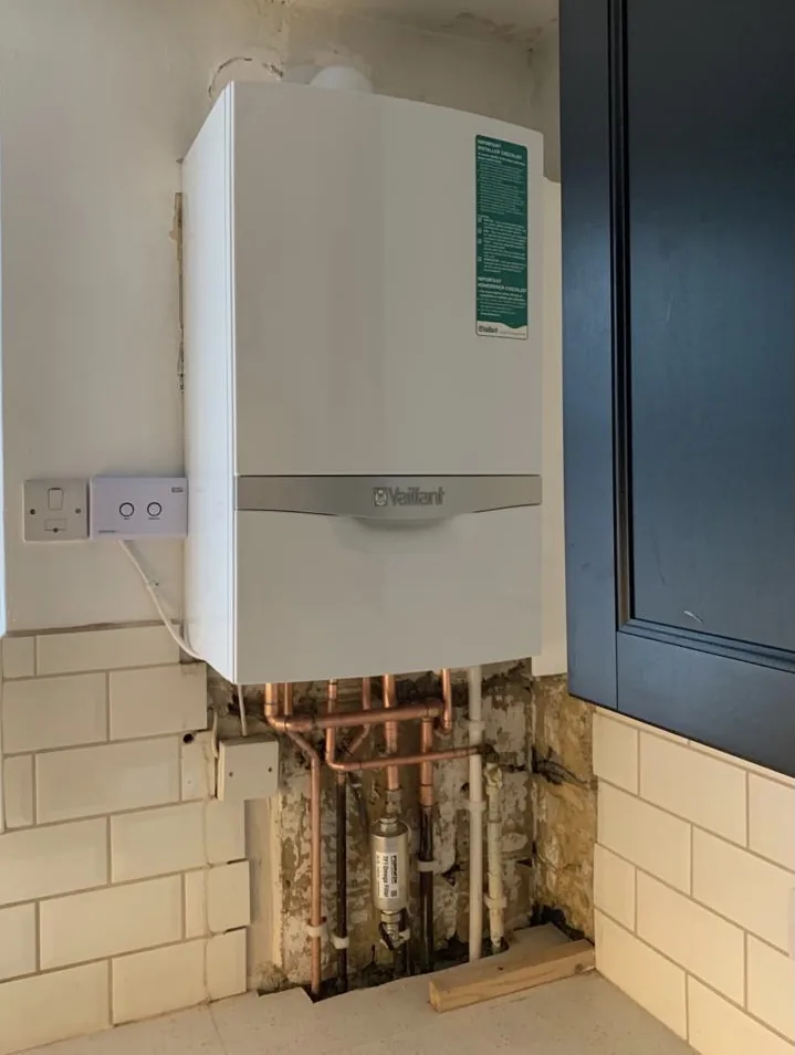 Boiler installation pipework finished neatly