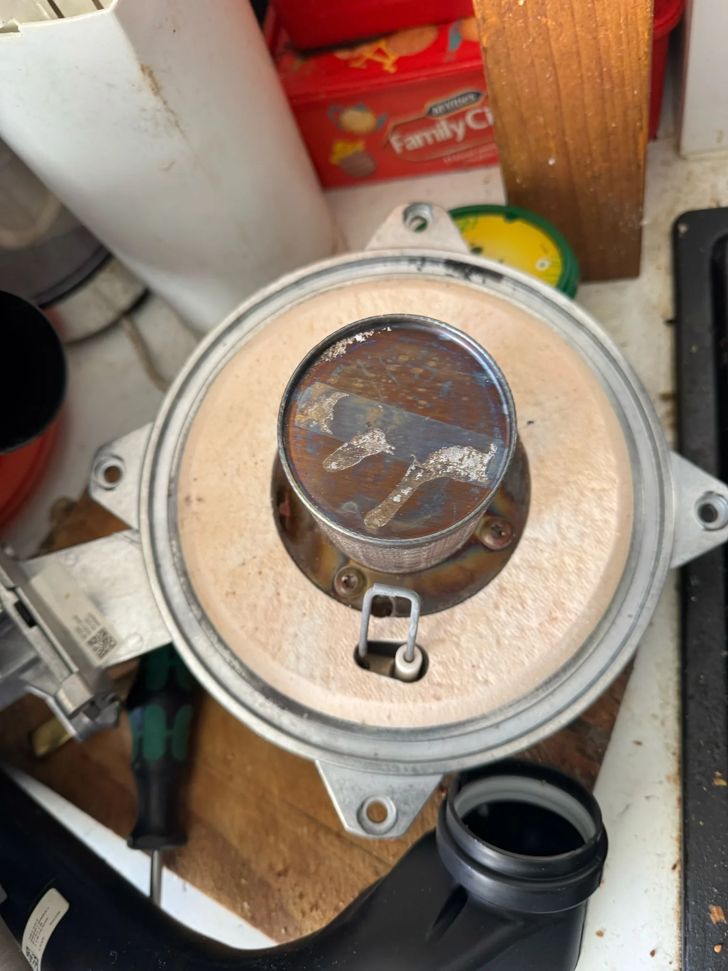 Boiler heat exchanger cleaned during service