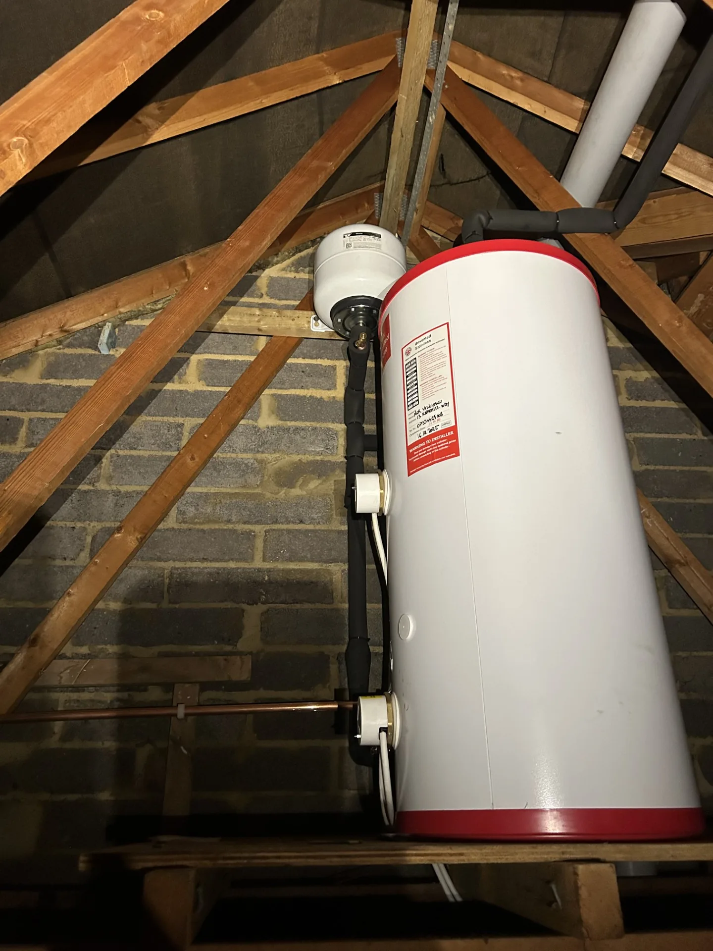 Completed unvented cylinder install ready for commissioning